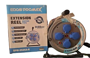 25-M Edon Promax Heavy Duty Industrial Extension Cable Reel With Four Outlets