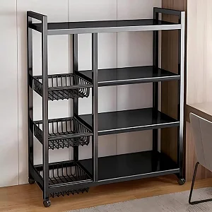 4-Tier Kitchen Shelves, Vegetable Storage Rack with Removable Wire Basket