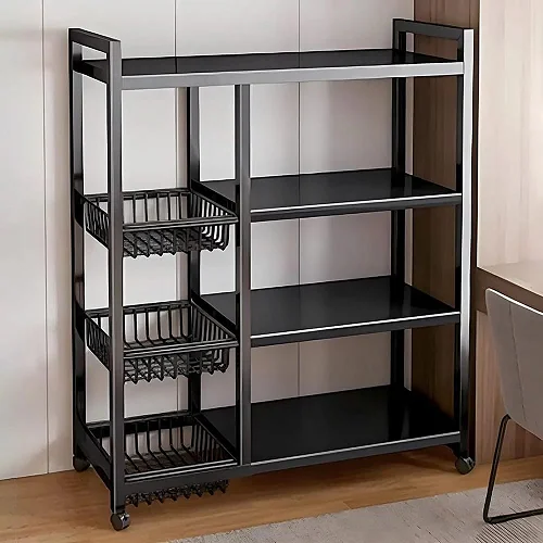 4-Tier Kitchen Shelves, Vegetable Storage Rack with Removable Wire Basket