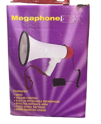 Professional Handheld Megaphone Bullhorn with Siren &amp; Detachable Mic – 400M Range