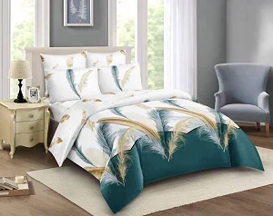 6×6 10-Piece Duvet Set with Curtains, Bedsheets, Cushions, Pillowcases, Neck Roll & Slippers - Multicolor