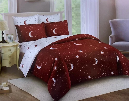 5×6 10-Piece Duvet Set with Curtains, Bedsheets, Cushions, Pillowcases, Neck Roll &amp; Slippers  - Multicolor