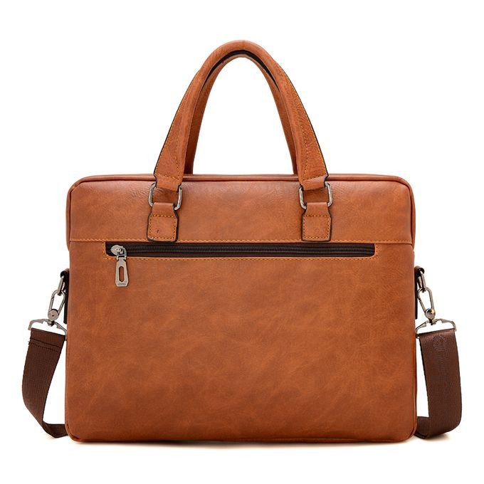 Jeep Buluo 14-Inch Waterproof Laptop Bag – Brown Leather Computer & Office Briefcase
