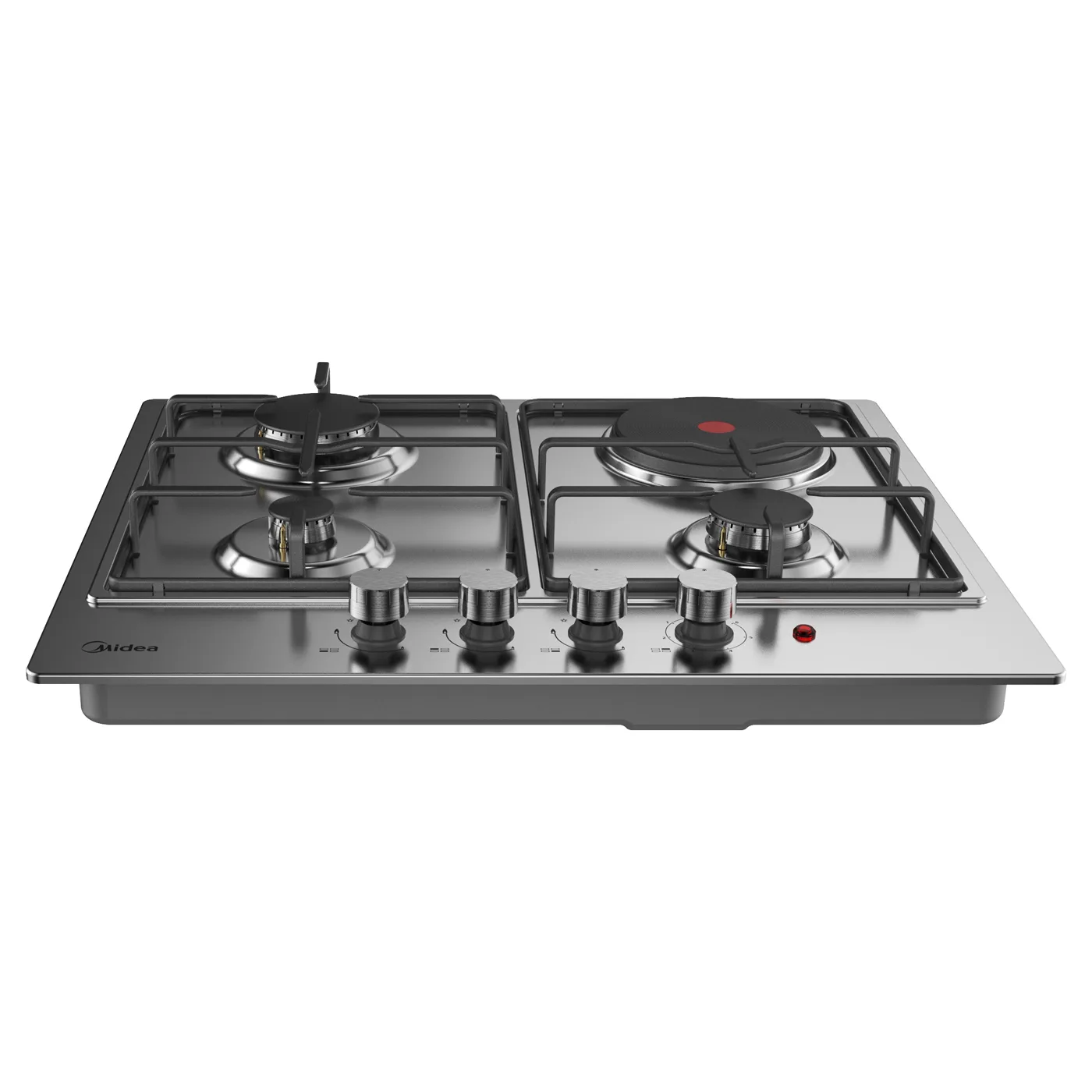 Midea 60cm Built-in Gas Hob, 3 Gas Burners 1 Electric Hot plate With Auto Ignition  - Silver