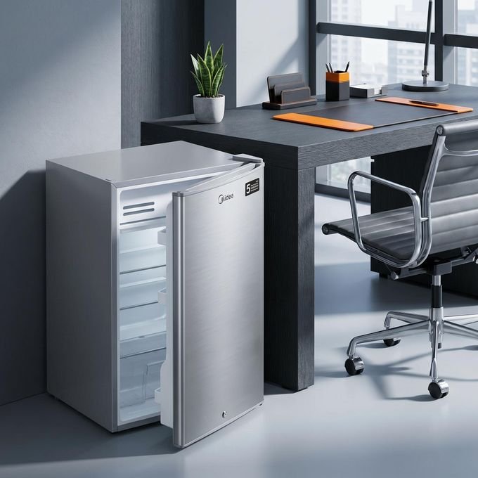 Midea 120L Single Door Fridge – 93L Net Stainless Steel Silver