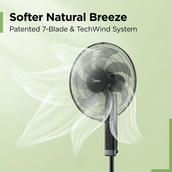 Midea 16-Inch Standing Fan – Copper Motor, 3 Speeds & Oscillation