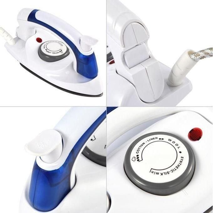 Mini Foldable Travel Steam Flat Iron Box – White & Blue