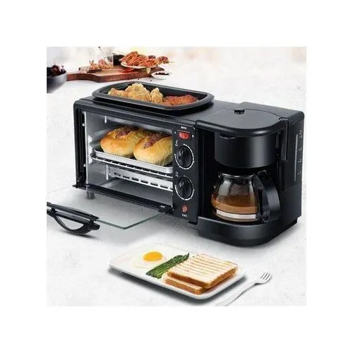 Hoffmans 3 in 1 Home Breakfast Machine Maker - Black