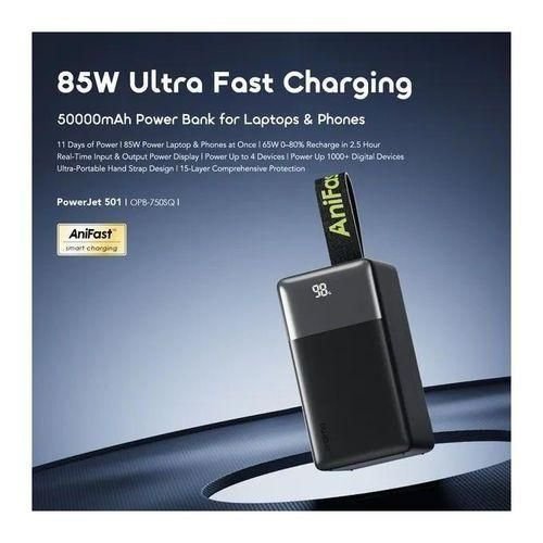 Oraimo PowerJet 501 50000 mAh 85W Ultra Fast Charging Power Bank - For Laptops & Phones - Black