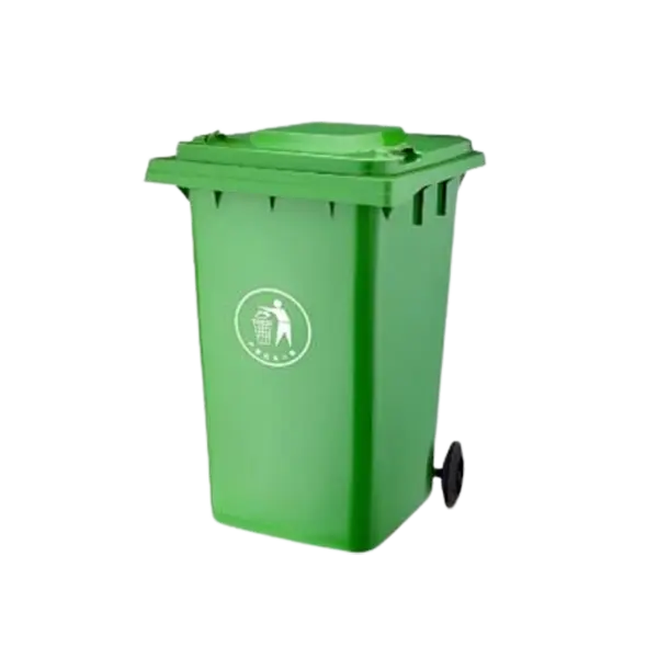 Outdoor 100L Plastic Waste Bin with 2 Wheels -Green