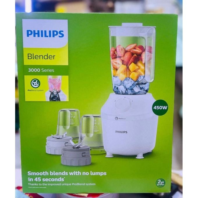 Philips HR2041 3000 Series Blender - 450W ProBlend Technology, 1.9L Jar