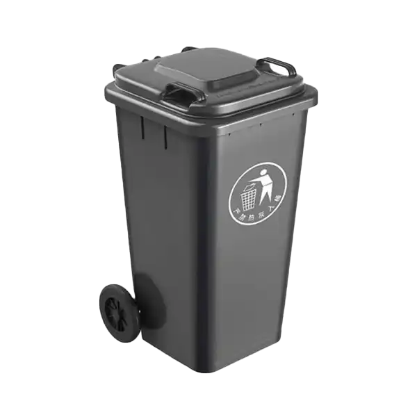 120L Dust Bin/Waste Bin 2 Wheels - Black