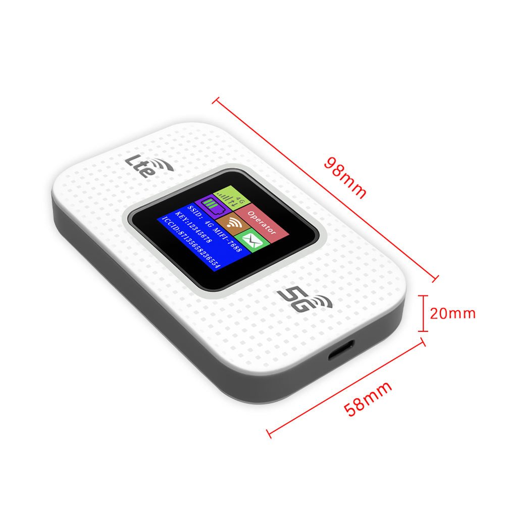 Portable 5G LTE WiFi Router with SIM Card Slot, 3000mAh Rechargeable Battery