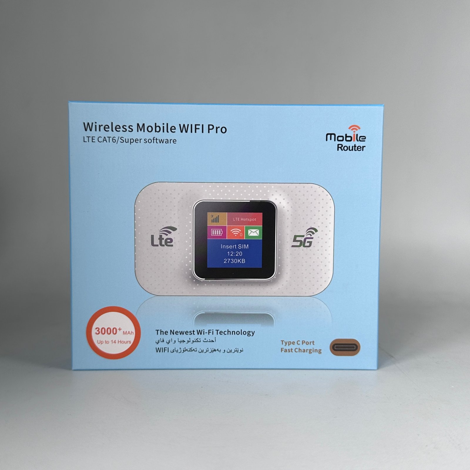Portable 5G LTE WiFi Router with SIM Card Slot, 3000mAh Rechargeable Battery