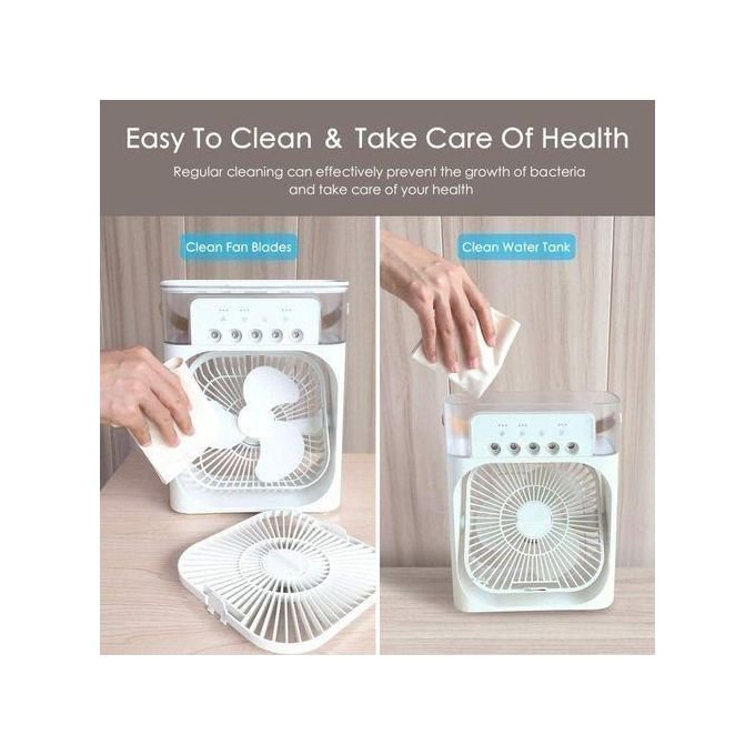 Mini USB Cooling Fan with Water Mist, Humidifier and LED Night Light