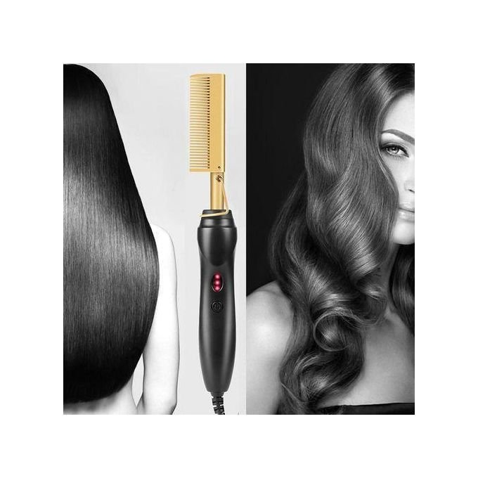 Electric Hot Comb Straightener - Black