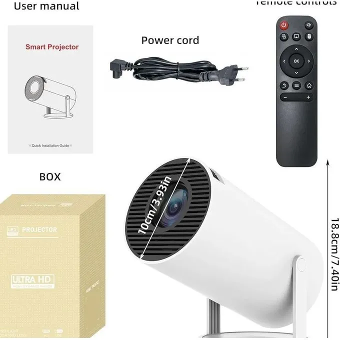 1080 Smart Android Projector With HDMI inbuilt Wifi- White