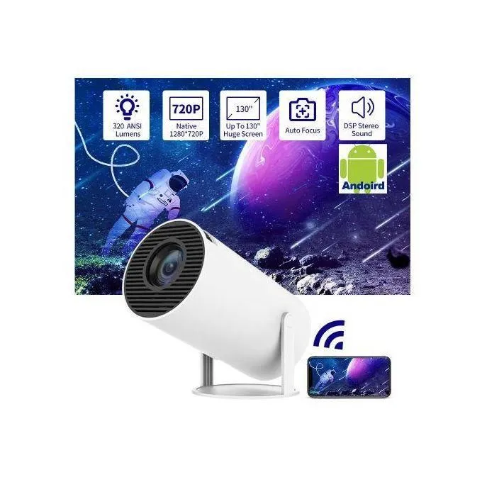 4K Smart Android Projector with WIFI & Bluetooth - White