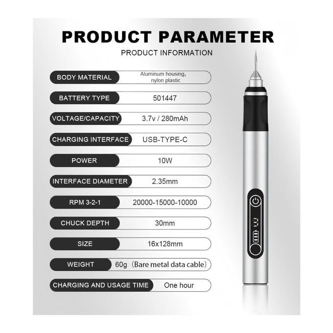 USB Rechargeable Engraving Pen 30-in-1 Cordless Rotary Tool Kit with LCD Display