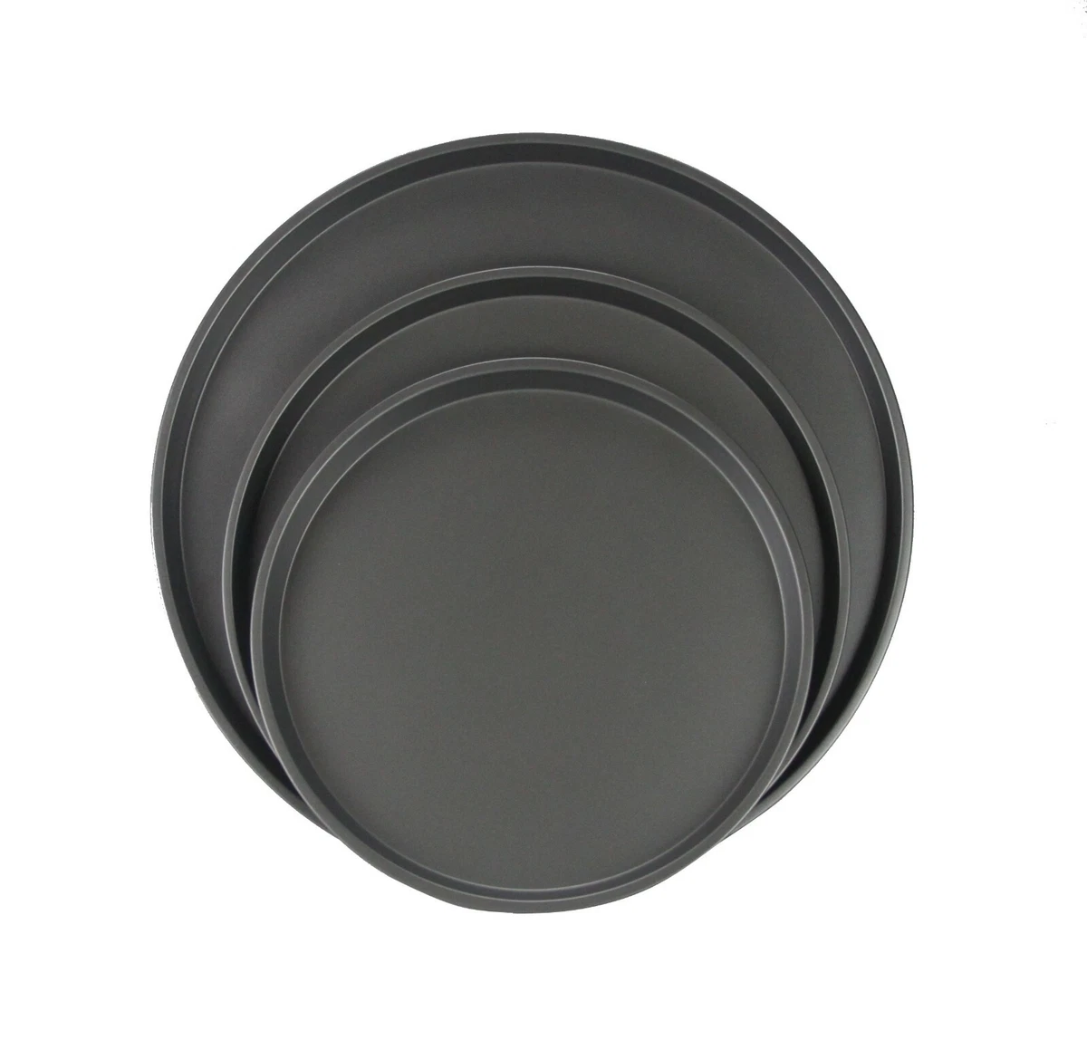 3Pcs Steel Pizza Baking Pans/Trays - Black