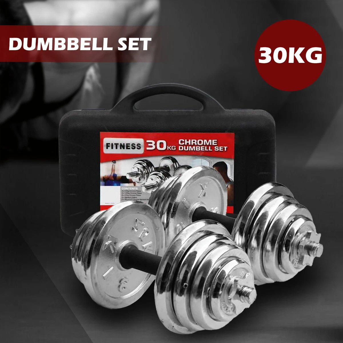 30kg Chrome Anti Rust Dumbbells / Dumbells Set -Silver