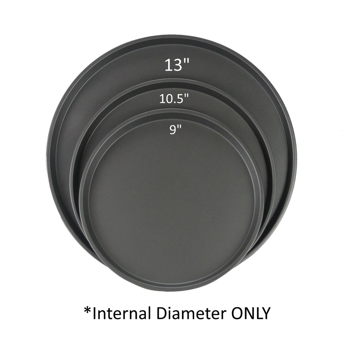3Pcs Steel Pizza Baking Pans/Trays - Black