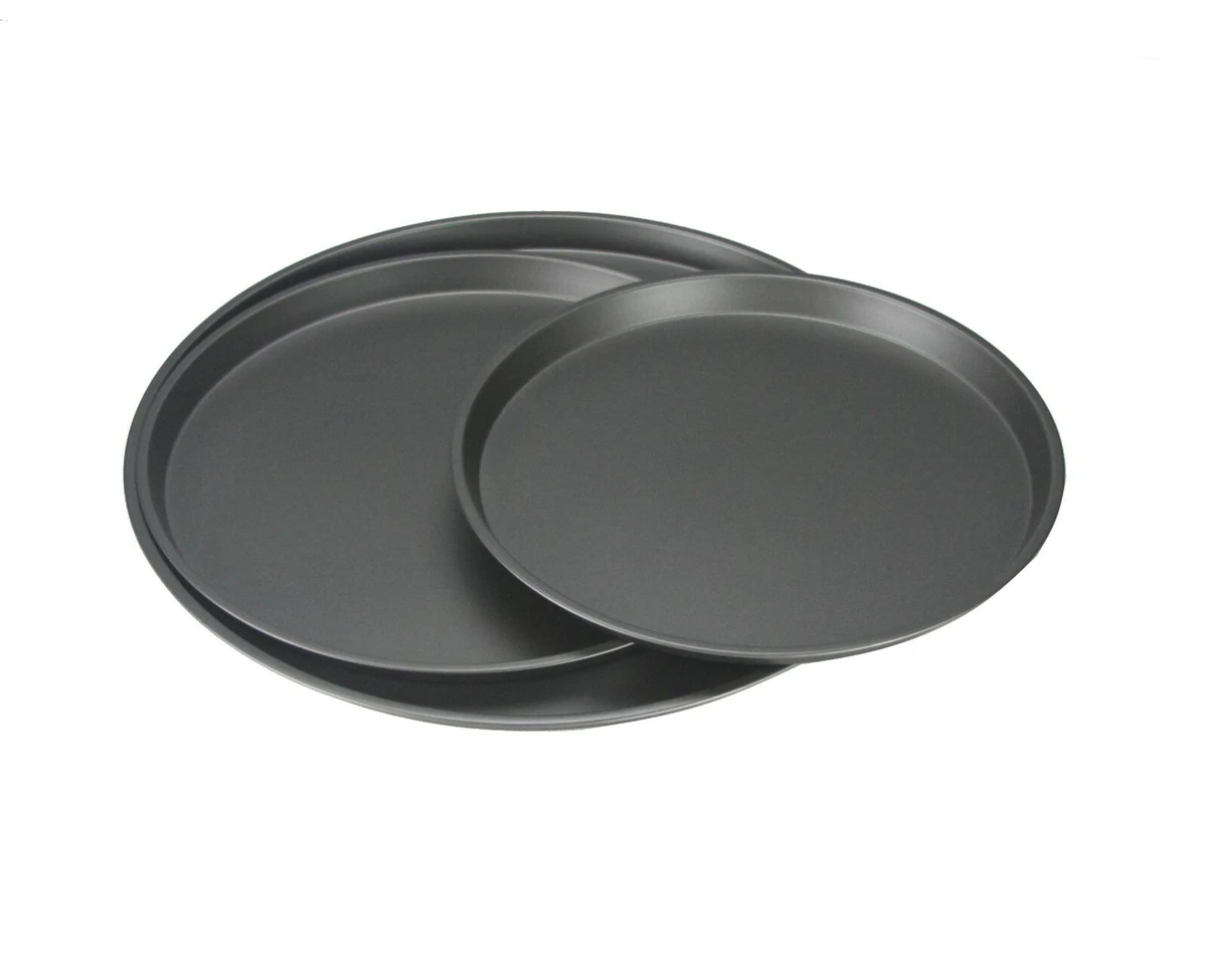 3Pcs Steel Pizza Baking Pans/Trays - Black