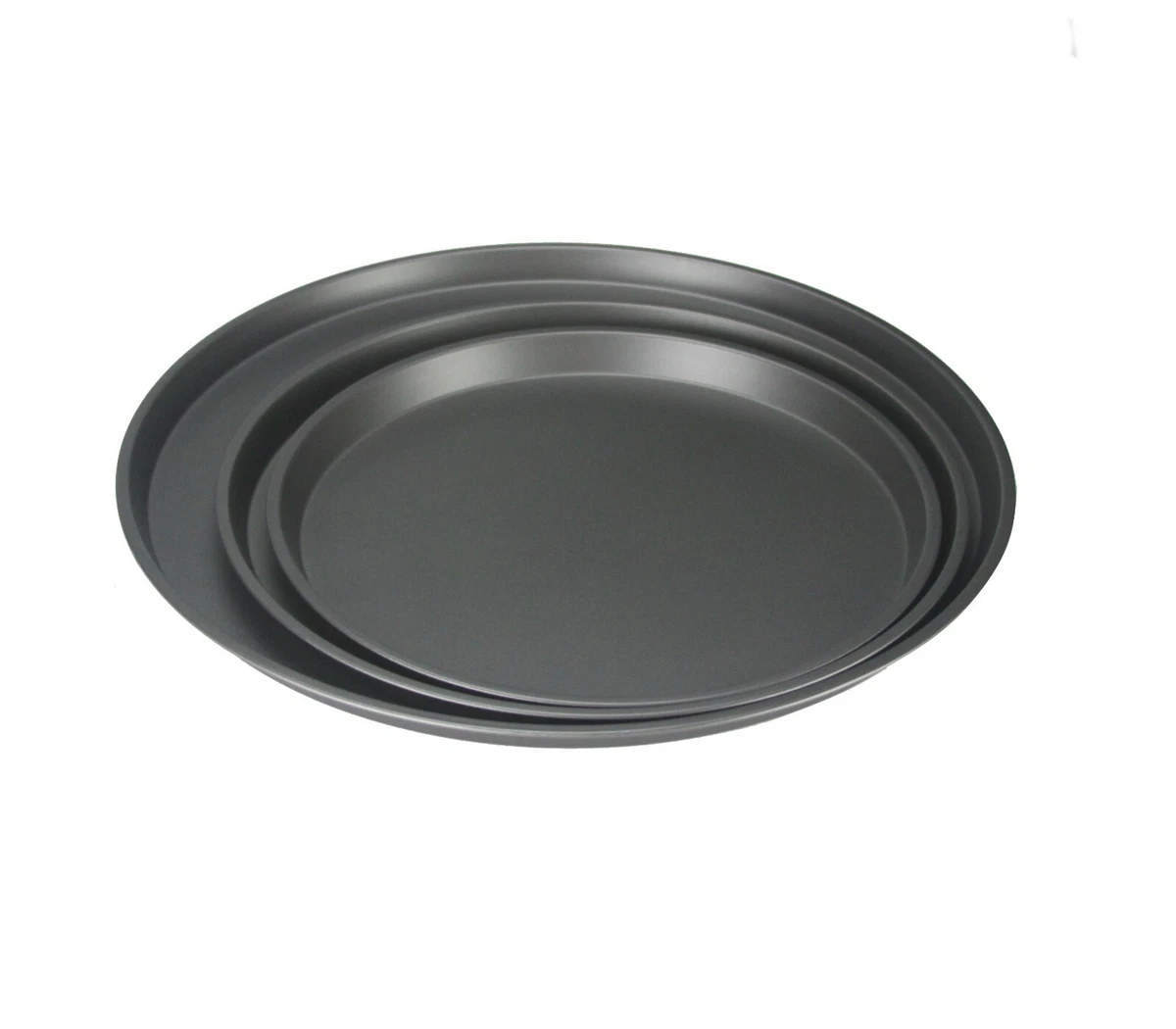 3Pcs Steel Pizza Baking Pans/Trays - Black