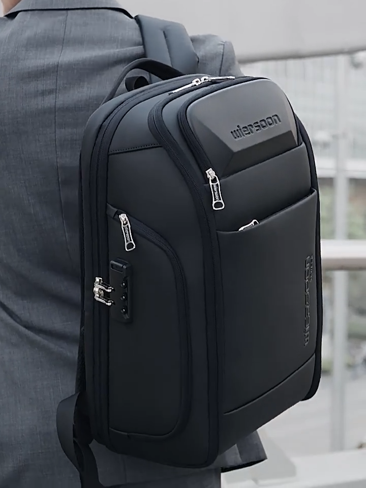 Wiersoon High Quality Laptop Bag Backpack Black Antitheft Backpack