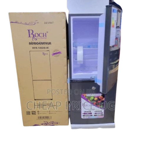 Roch 145 Liters Double Door With Bottom Freezer - Inox (2YRS WRNTY)