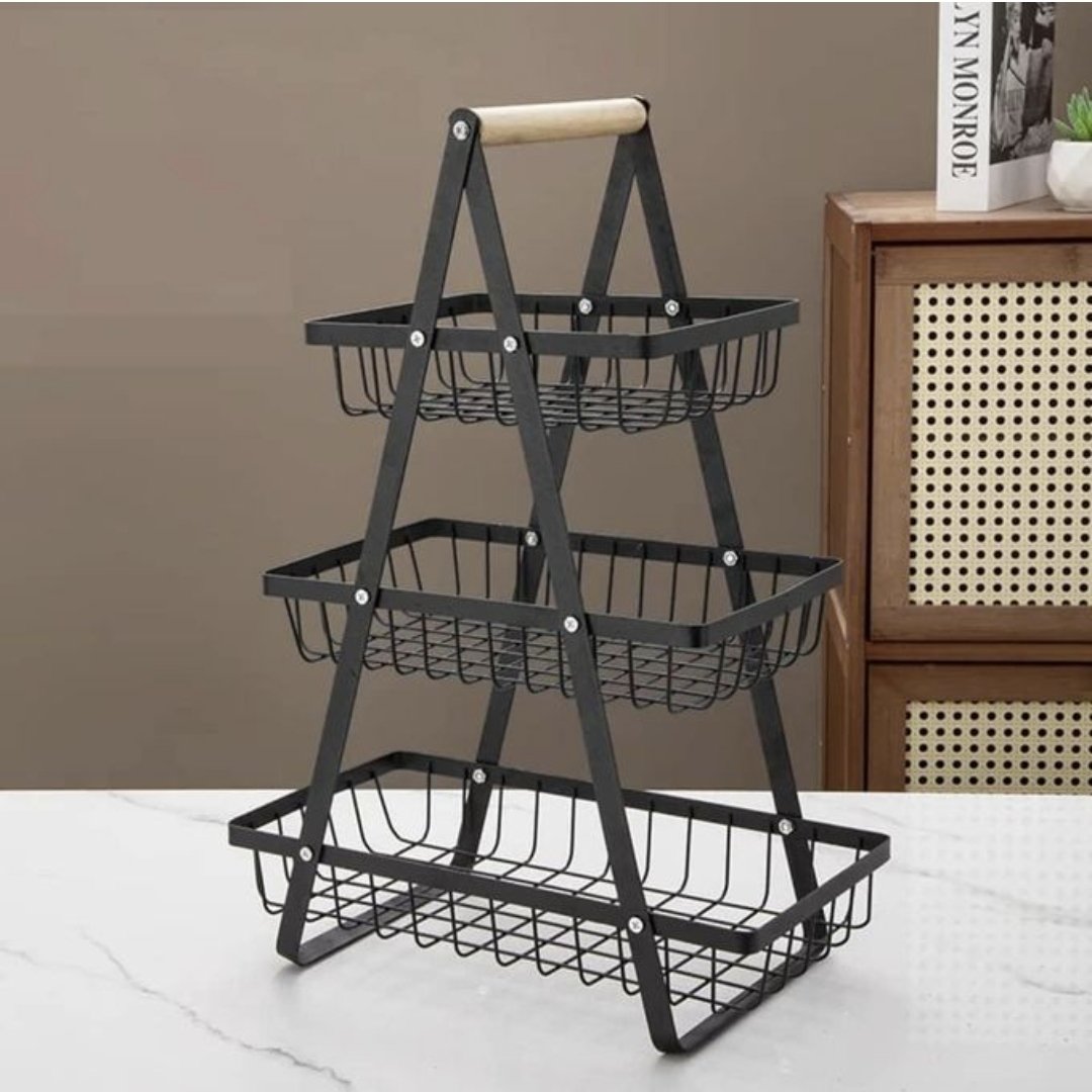 3-Tier Countertop Fruit Basket Bowl Bread Basket Vegetable Holder Kitchen Storage, Black (Copy)