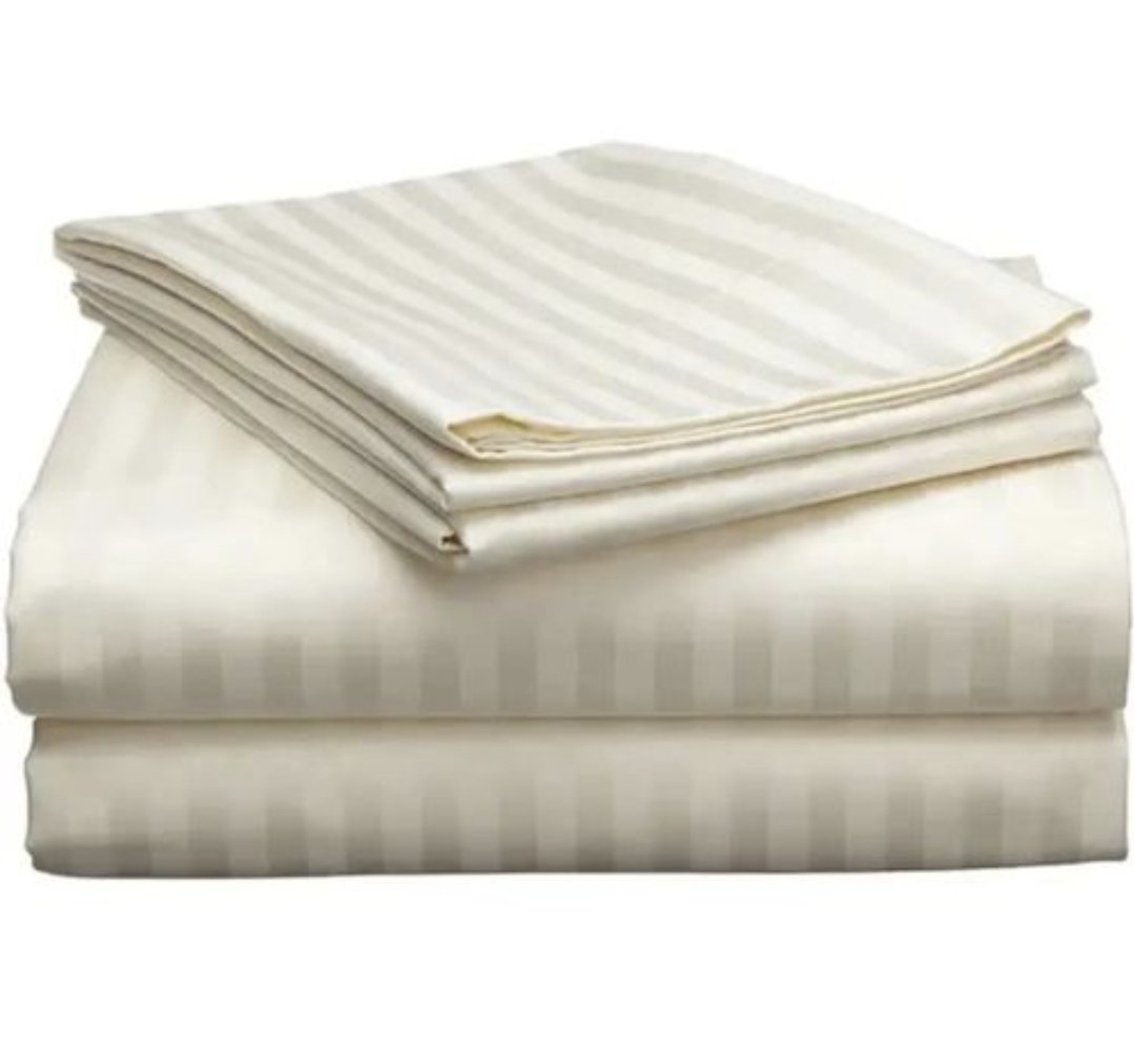 5X6 Egyptian Cotton Bedsheets 4pcs(2 flat sheets and 2 pillow cases) - Cream