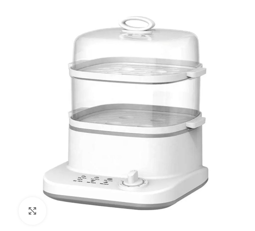 2 Tier Double Layer Electric Food Steamer- White
