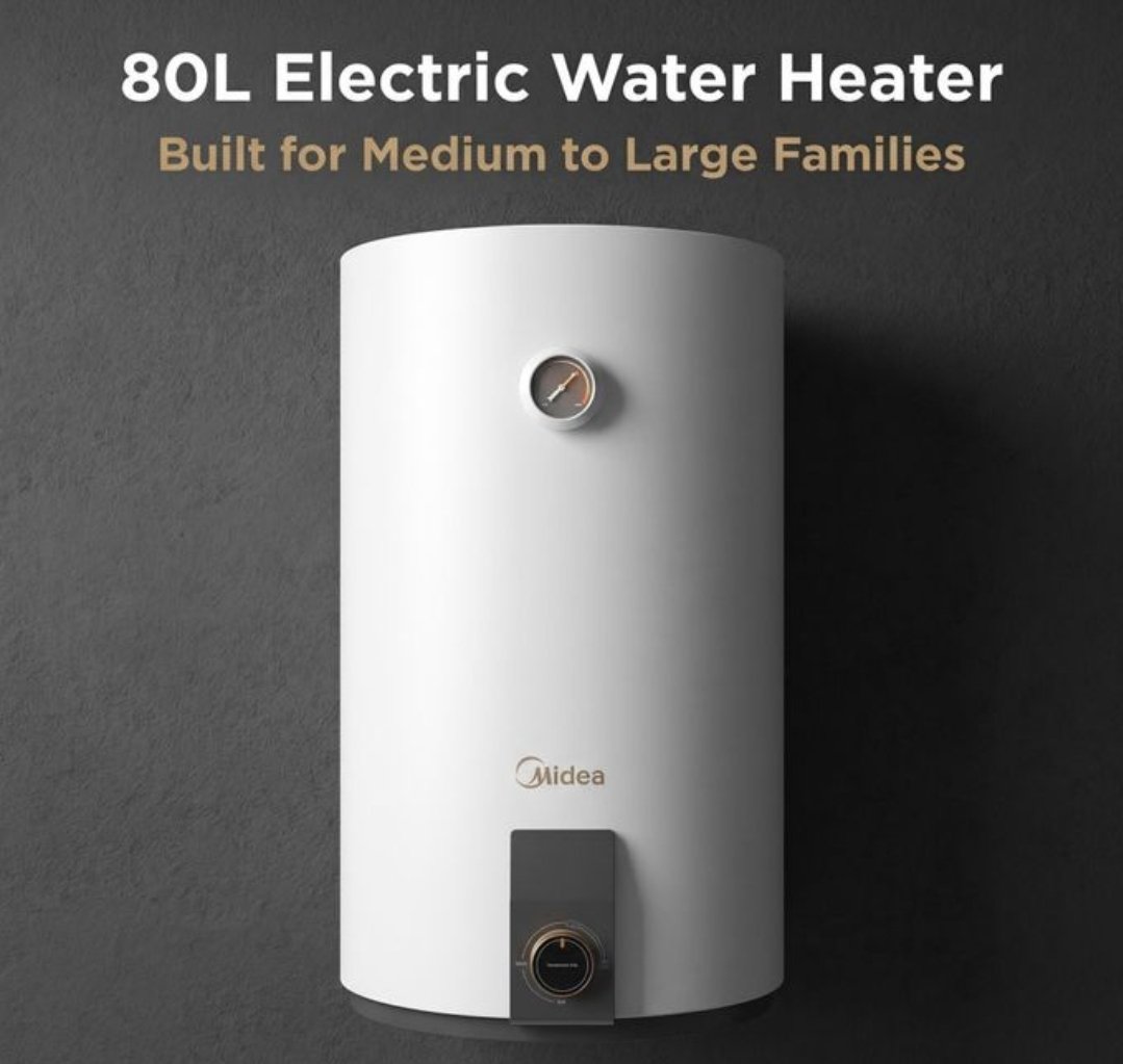 Midea 80L Electric Storage Water Heater D8015FN - White(7 year waranty）