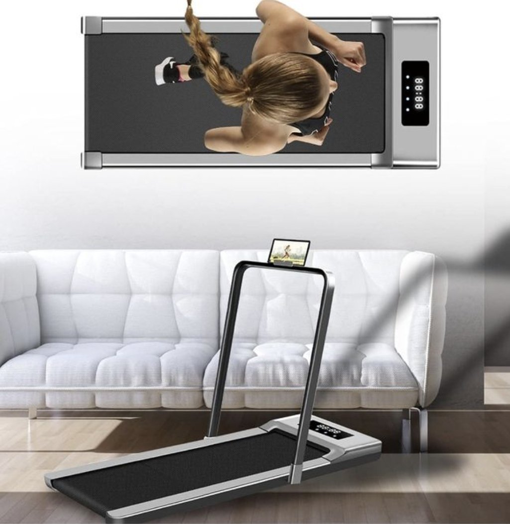 Foldable Home Electric Treadmill / Walking Pad- Grey And Black