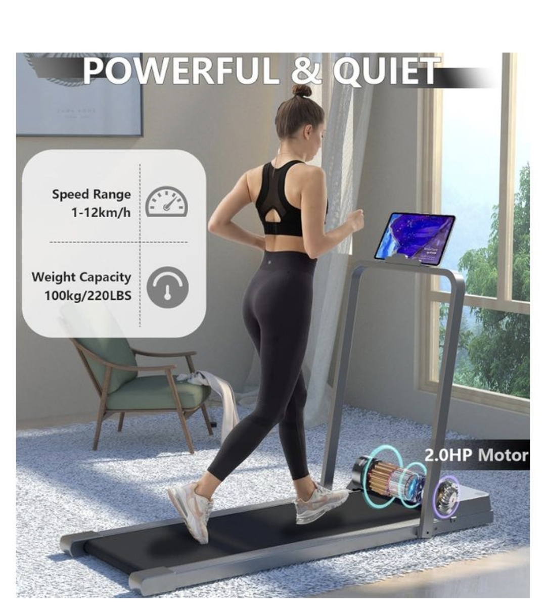 Foldable Home Electric Treadmill / Walking Pad- Grey And Black