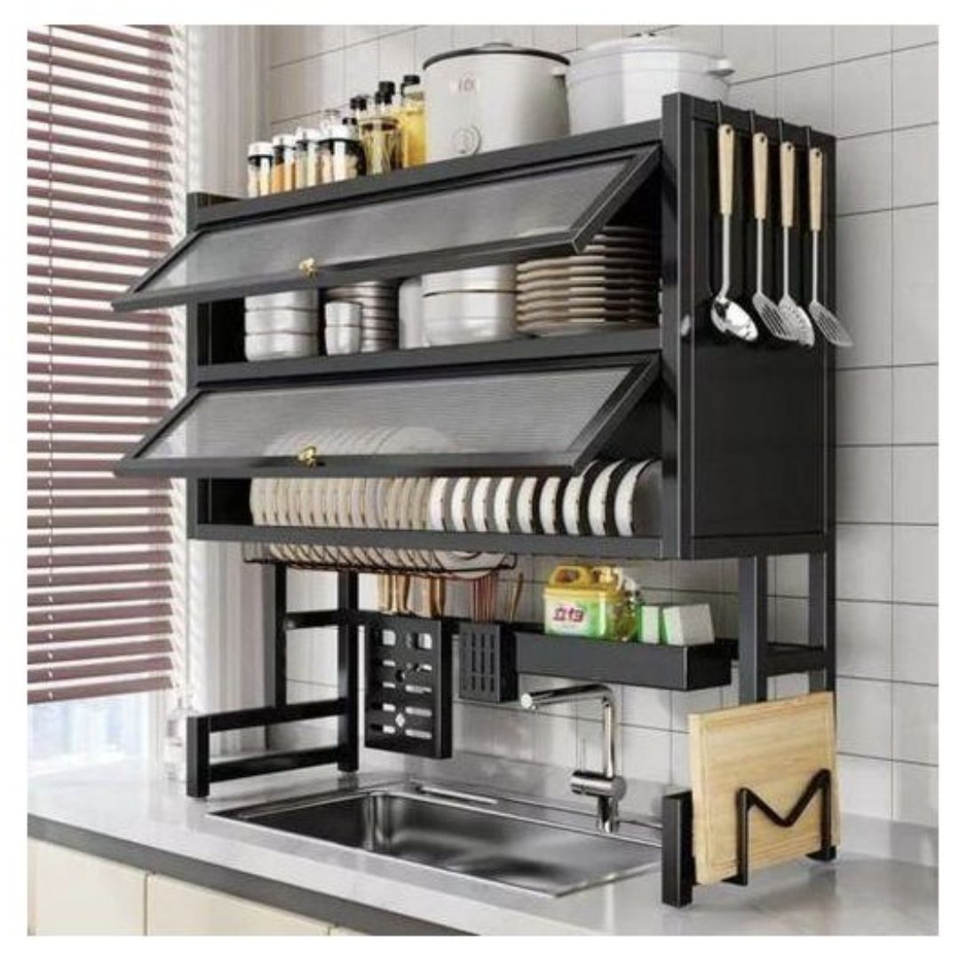 Over The Sink Dish Drying Rack With Cover- Multi Colours