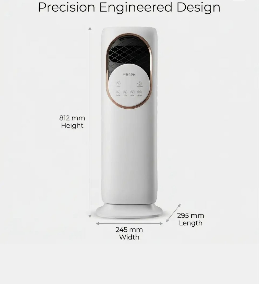 4-in-1 Oscillating Tower Fan | Cooler and Heater Combo | with 120° oscillation, humidifier, 4L water tank, 9-hour timer, and remote control