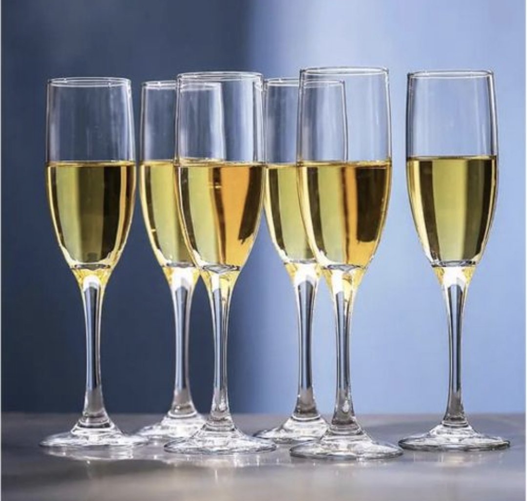 Set Of 6 Pcs  Champagne Glasses - Clear