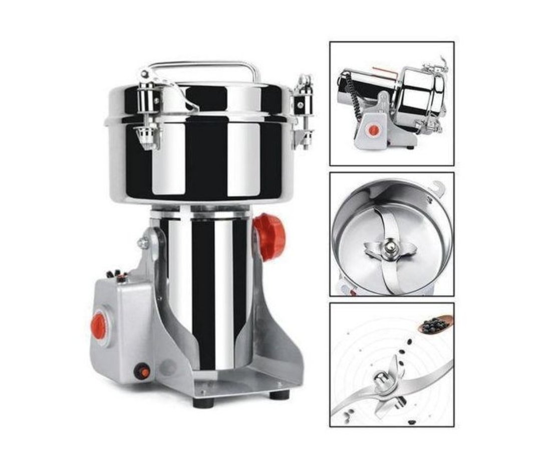 Bosstech 1000g Commercial Electric Grain and Spice Grinder - Silver