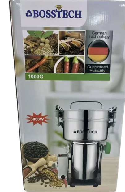 Bosstech 1000g Commercial Electric Grain and Spice Grinder - Silver