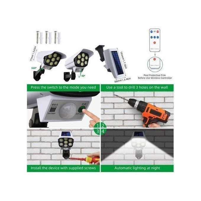 Solar Simulation Camera Wall Lamp – Remote Control & Motion Sensor