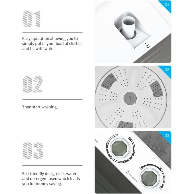 SPJ 15kg Twin Tub Semi Automatic Washing Machine with Spin Dryer - White