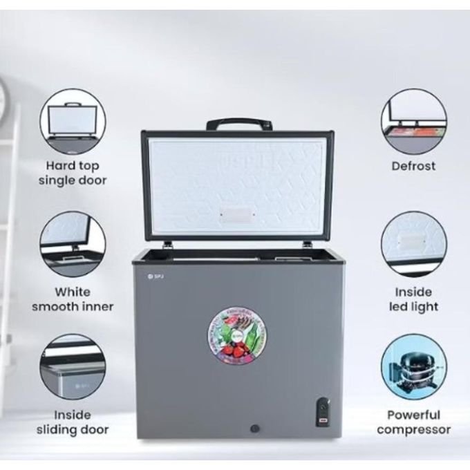 SPJ 210 Litres Chest Freezer – Deep Freezer - Grey