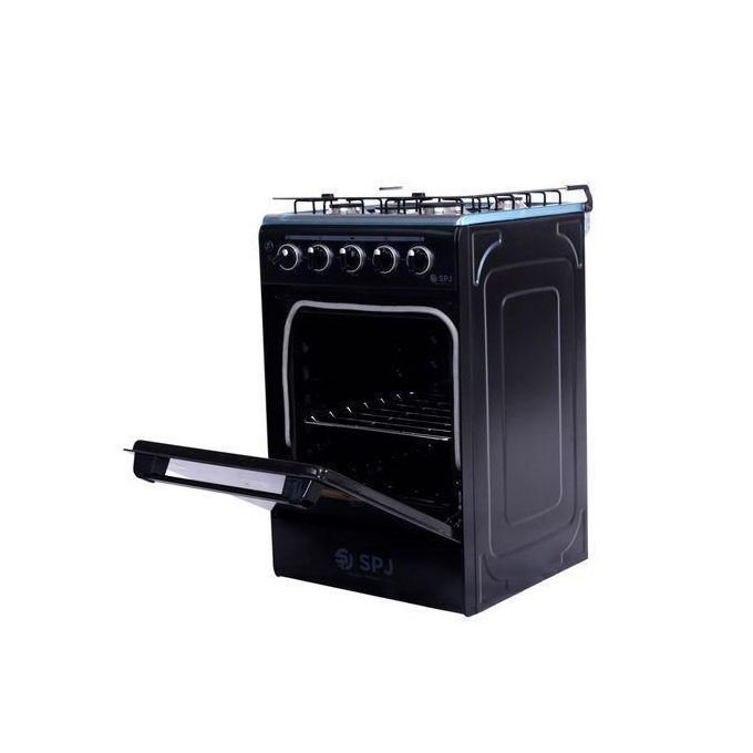 SPJ Full Gas 50×50cm Cooking Range - 4 Burner Gas Cooker with Gas Oven - Black