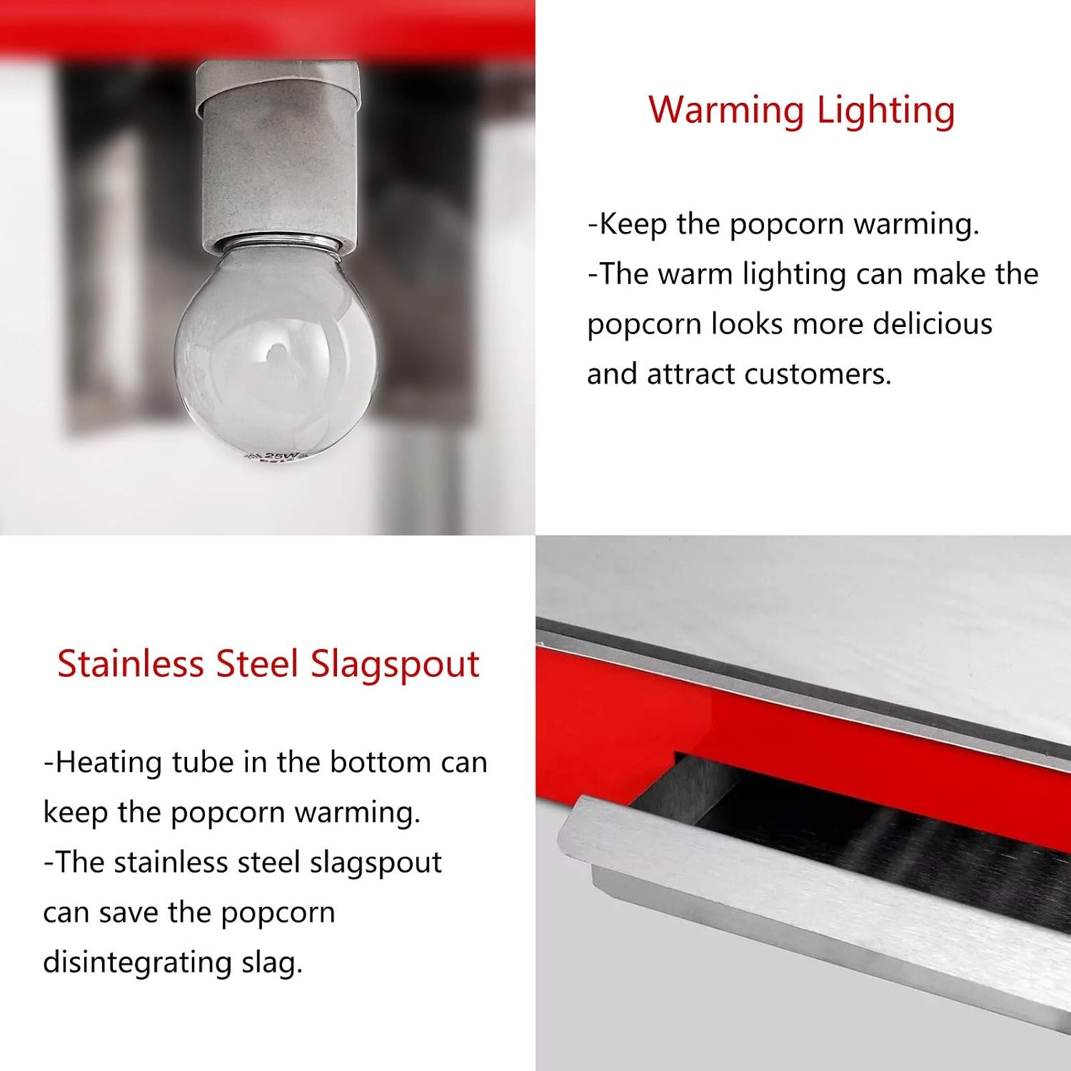 Global Star Commercial Popcorn Popper Machine with Top Cover, Shovel & Measuring Cup