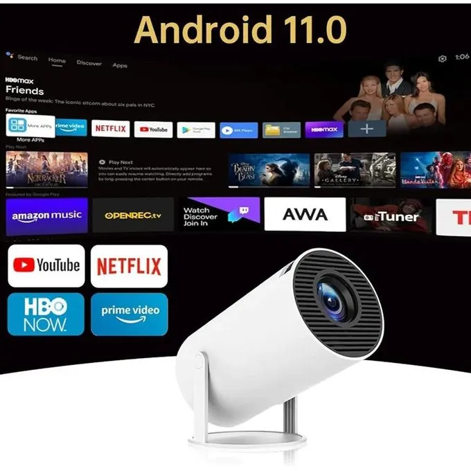 Portable Outdoor Smart Wireless Projector With  WiFi Bluetooth