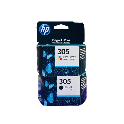 A Pair Of Original HP 305 Ink Cartridges-Tri Colour & Black