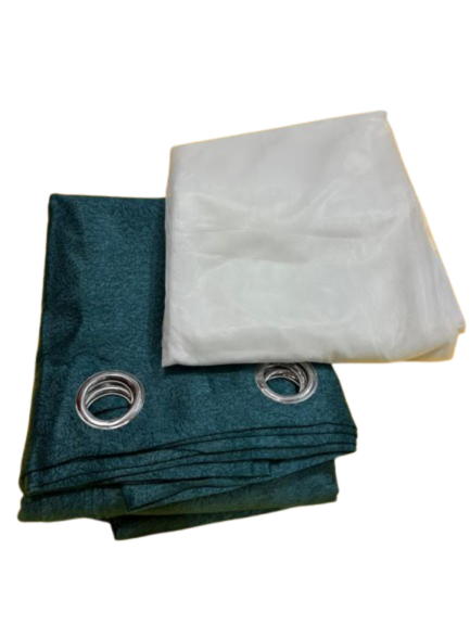 2 Pcs Curtain pieces 2 by 1.5m & 3m White Net - Green