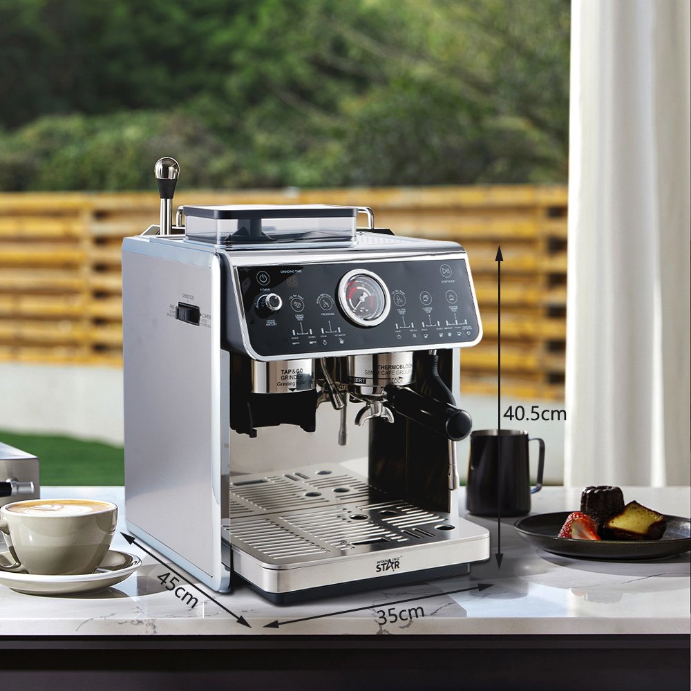 Winning Star 20 Bar Commercial Espresso Machine with Coffee Grinder